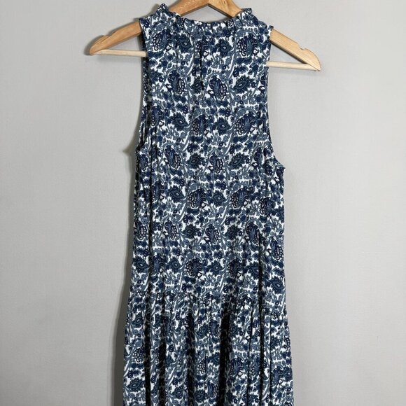 Mango Floral Paisley Print Button Up Tiered Maxi Dress Women's 2 Blue White NWT - Picture 10 of 16
